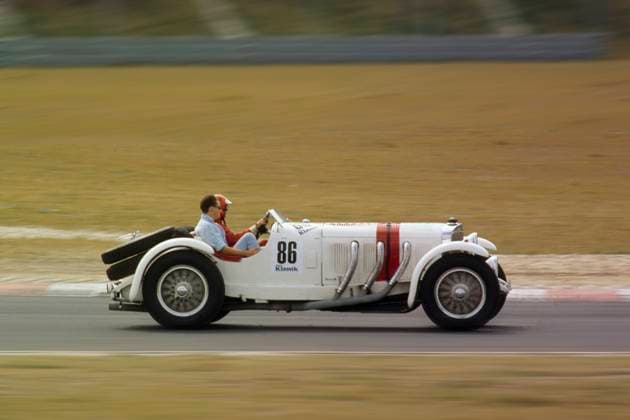 ein Mercedes-Benz-Cabrio-Oldtimer beim Oldtimer-Grand-Prix 1986 auf dem Nürburgring *** a Mercedes Benz Cabrio Oldtimer at the Oldtimer Grand Prix 1986 at the Nürburgring