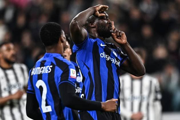 Sport Themen der Woche KW14 Sport Bilder des Tages Mg Torino 04 04 2023 - Coppa Italia Juventus-Inter foto Matteo Gribaudi Image nella foto: esultanza gol Romelu Lukaku 