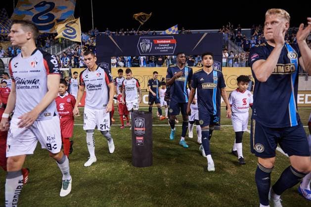Fußball, CONCACAF Champions League, Philadelphia Union - Atlas Guadalajara General View during the game Philadelphia Union (USA) vs Atlas FC (MEX), corresponding to Quarterfinals first leg match of the 2023 Scotiabank Concacaf Champions League, at Subaru Park Stadium, on April 04, 2023. <br><br> Vista general durante el partido Philadelphia Union (USA) vs Atlas FC (MEX), correspondiente al partido de Ida de Cuartos de final de la Liga de Campeones Scotiabank Concacaf 2023, en el Estadio Subaru Park, el 04 de Abril de 2023. SCCL 2023 Philadelphia Union (USA) vs Atlas (MEX) CFI 
