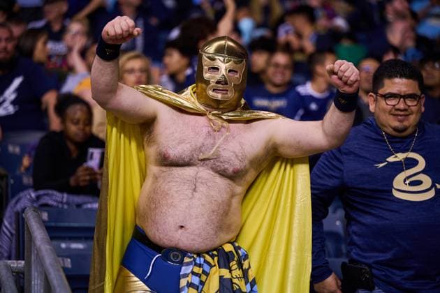 Fußball, CONCACAF Champions League, Philadelphia Union - Atlas Guadalajara Fans o Aficion during the game Philadelphia Union (USA) vs Atlas FC (MEX), corresponding to Quarterfinals first leg match of the 2023 Scotiabank Concacaf Champions League, at Subaru Park Stadium, on April 04, 2023. <br><br> Fans o Aficion durante el partido Philadelphia Union (USA) vs Atlas FC (MEX), correspondiente al partido de Ida de Cuartos de final de la Liga de Campeones Scotiabank Concacaf 2023, en el Estadio Subaru Park, el 04 de Abril de 2023. SCCL 2023 Philadelphia Union (USA) vs Atlas (MEX) CFI 