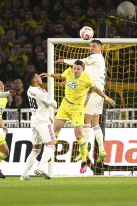 Andrei Girotto (Nantes) vs Dejan Lovren (OL) FOOTBALL : FC Nantes vs Lyon - 1 2 Finale de la Coupe de France - 05 04 2023 JBAutissier Panoramic 