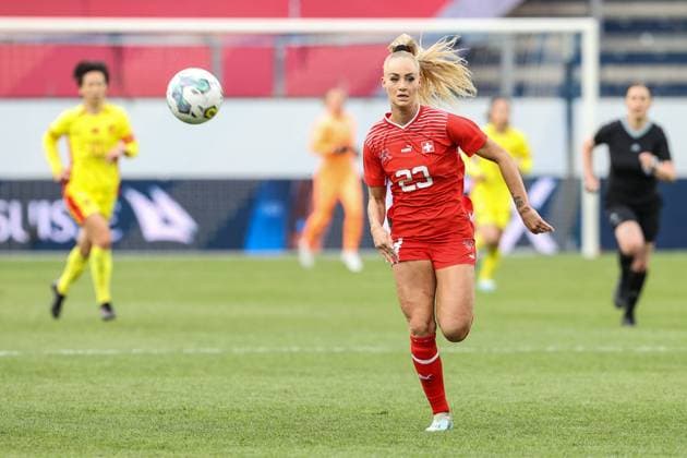 IMAGO Iconic Moments, Fußball - Frauen 06.04.2023, Lucerne, swissporarena, Friendly Match: Switzerland - China, Alisha Lehmann of Switzerland Lucerne swissporarena Lucerne Switzerland Copyright: xJustPictures.ch LuigixRizzox