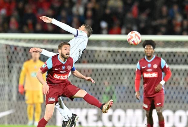 Jeanjacques Rocchi (annecy) vs Branco VanDen Boomen (toulouse) FOOTBALL: FC Annecy vs Toulouse FC - 1 2 Coupe de France - 06 04 2023 FredericChambert Panoramic 