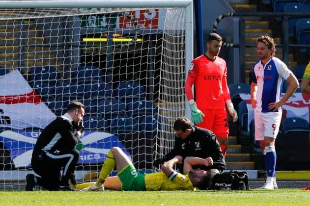 Blackburn Rovers v Norwich City Sky Bet Championship Grant Hanley of Norwich leaves the match on a stretcher during the Sky Bet Championship match at Ewood Park, Blackburn Content Not Available For UK Newspapers Copyright: xPaulxChestertonx FIL-18341-0006 UK Newspapers OUT