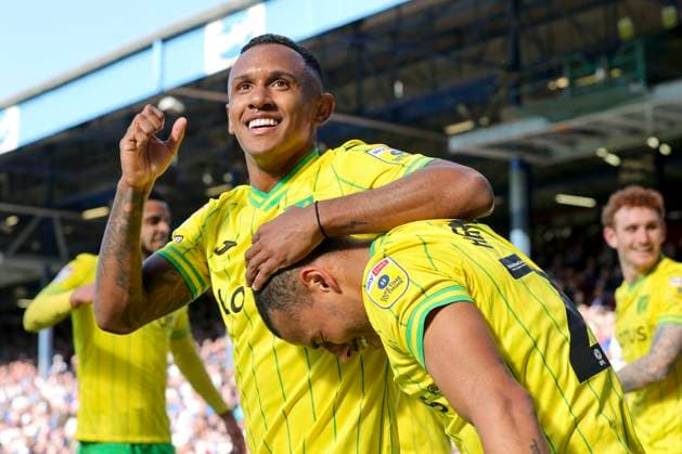 Blackburn Rovers v Norwich City Sky Bet Championship Gabriel Sara of Norwich celebrates scoring his sides 2nd goal during the Sky Bet Championship match at Ewood Park, Blackburn Content Not Available For UK Newspapers Copyright: xPaulxChestertonx FIL-18341-0047 UK Newspapers OUT