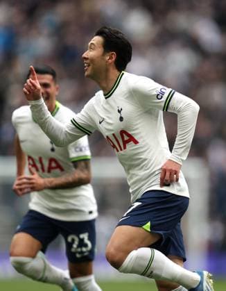 Tottenham Hotspur v Brighton & HA 08 April 2023 London, Premier League football - Tottenham Hotspur v Brighton & Hove Albion - Son Heung-Min of Tottenham Hotspur celebrates his 100th Premier League goal - (Photo by Mark Leech). London UK Copyright: xMarkxLeechxOffside