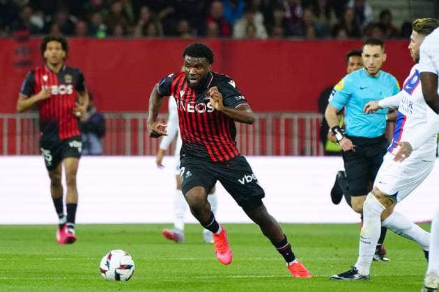 Terem Moffi (OGC Nice) FOOTBALL : OGC Nice vs Paris SG - Ligue 1 Uber Eats - Nice - 08 04 2023 NorbertScanella Panoramic 