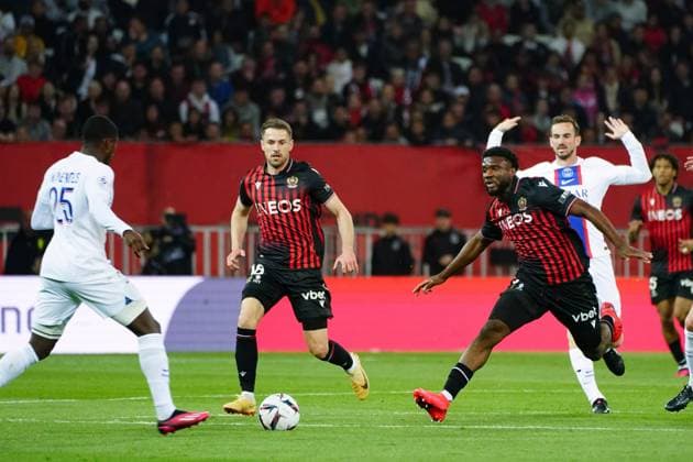 Terem Moffi (OGC Nice) FOOTBALL : OGC Nice vs Paris SG - Ligue 1 Uber Eats - Nice - 08 04 2023 NorbertScanella Panoramic 
