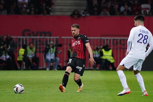 Aaron Ramsey (OGC Nice) FOOTBALL : OGC Nice vs Paris SG - Ligue 1 Uber Eats - Nice - 08 04 2023 NorbertScanella Panoramic 
