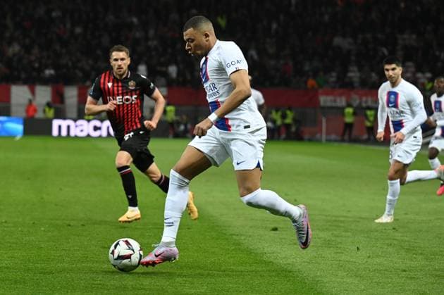kylian mbappe (psg) during OGC Nice vs Paris Saint Germain (PSG), French football Ligue 1 match in Nice, France, April 08 2023  Copyright: xAlessioxTarpini LiveMediax xipa-x xLivexMediax 0 IPA_IPA37201501