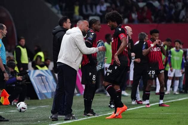 Didier Digard (entraineur de l OGC Nice) - Dante (OGC Nice) FOOTBALL : OGC Nice vs Paris SG - Ligue 1 Uber Eats - Nice - 08 04 2023 NorbertScanella Panoramic 