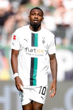 Mönchengladbach, Deutschland, 1. Fussball Bundesliga, 27.Spieltag Borussia Mönchengladbach : VFL Wolfsburg 2-0 09. 04. 2023 im Borussia Park in Mönchengladbach Marcus THURAM (MG)