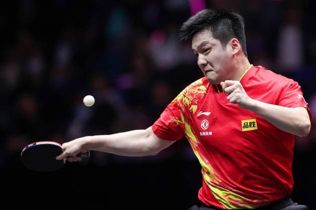 Sport Themen der Woche KW15 Sport Bilder des Tages Tischtennis, WTT Champions in Xinxiang XINXIANG, CHINA - APRIL 10: Fan Zhendong of China competes against Felix Lebrun of France in their Men s Singles Round of 32 match on day two of WTT Champions Xinxiang 2023 at Xinxiang Pingyuan Sports Center on April 10, 2023 in Xinxiang, Henan Province of China.  Copyright: xVCGx 111431369792 