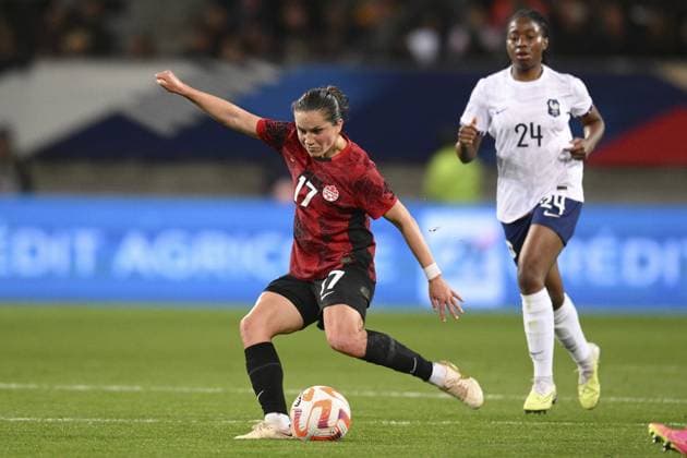 Jessie Fleming (Can) FOOTBALL : France vs Canada - Match Amical - 11 04 2023 JBAutissier Panoramic 