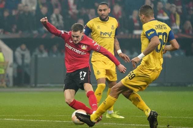 Fussball,UEFA Europa League 2022 2023, Bayer 04 Leverkusen -Union Saint Gilloise, 13.04.2023, Bayarena Leverkusen, Florian Wirtz Bayer 04 Leverkusen, ismael kandouss,