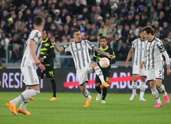Angel Di Maria of Juventus during the Uefa Europa League, football match between Juventus Fc and Sporting Cp on 13 April 2023 at Allianz Stadium, Turin, Italy. Photo Nderim Kaceli  Copyright: xNderimxKaceli LiveMediax xipa-agx xLivexMediax 0 IPA_IPA37285294
