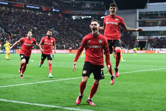 Fußball Europa League Viertelfinale Bayer 04 Leverkusen - Union Saint-Gilloise am 13.04.2023 in der BayArena in Leverkusen Torjubel Jubel Tor zum 1:1 durch Florian Wirtz ( Leverkusen )