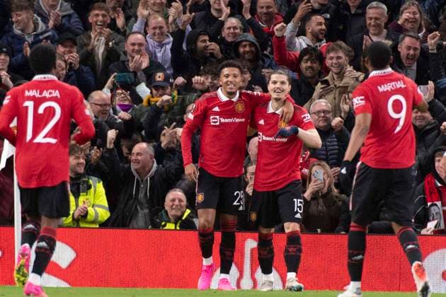 Marcel Sabitzer after socring 2nd goal during the UEFA Europa League football match between Man Utd v Seville at Old Trafford in Manchester, England. 900 Cordon Press