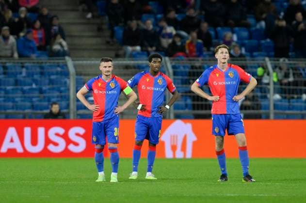 V.l.n.r. Taulant Xhaka, Andy Pelmard, Wouter Burger, FCB, FC Basel - OGC Nice, Viertelfinal UEFA Europa Conference, Fussball, 13.04.2023
