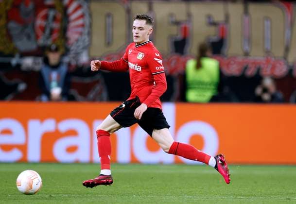 WIRTZ Florian Team Bayer 04 Leverkusen UEFA Europa League Saison 2022 - 2023 Viertelfinale Spiel Bayer 04 Leverkusen - Union Saint Gilloise 1 : 1 am 13. 04. 2023 in Leverkusen DFL REGULATIONS PROHIBIT ANY USE OF PHOTOGRAPHS as IMAGE SEQUENCES and or QUASI-VIDEO Copyright: xLacixPerenyix