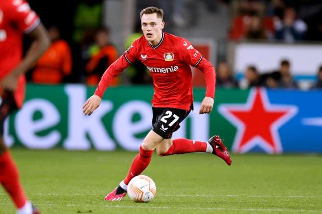 WIRTZ Florian Team Bayer 04 Leverkusen UEFA Europa League Saison 2022 - 2023 Viertelfinale Spiel Bayer 04 Leverkusen - Union Saint Gilloise 1 : 1 am 13. 04. 2023 in Leverkusen DFL REGULATIONS PROHIBIT ANY USE OF PHOTOGRAPHS as IMAGE SEQUENCES and or QUASI-VIDEO Copyright: xLacixPerenyix