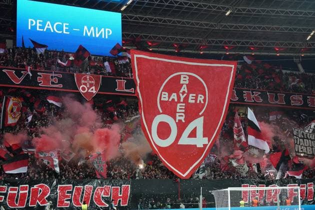 Fussball,UEFA Europa League 2022 2023, Bayer 04 Leverkusen -Union Saint Gilloise, 13.04.2023, Bayarena Leverkusen, Bayer 04 Leverkusen,Fans Choreagrafie