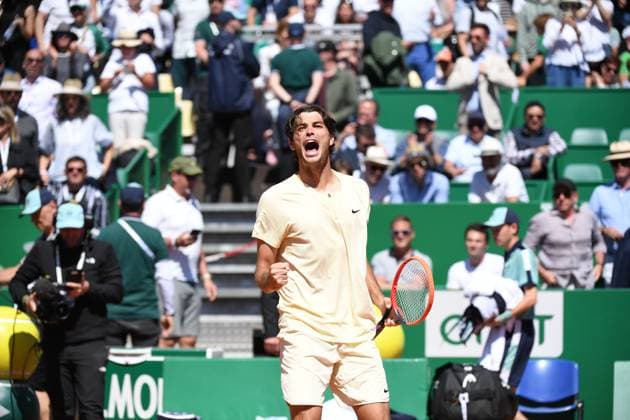 Sport Themen der Woche KW15 Sport Bilder des Tages Tennis - Rolex Monte Carlo Masters 2023 - 14 04 2023 - Taylor Fritz - Usa Tennis - Rolex Monte Carlo Masters 2023 -14 04 2023 ChrysleneCaillaud Panoramic 