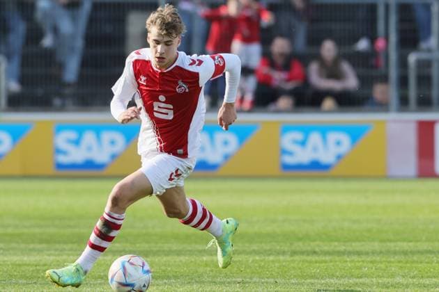 1.FC Köln U19 vs. FSV Mainz 05 U19, A Junioren Bundesliga, Halbfinal Rückspiel um die Deutsche Meisterschaft, Meiko Wäschenbach (1.FC Köln), 14.04.2023, Bild: