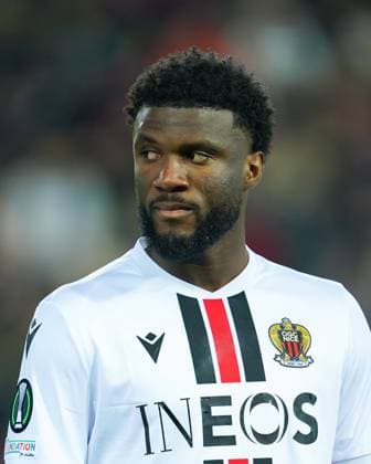 13.04.2023, Basel, St. Jakobs-Park, Switzerland, UEFA Europa Conference League: FC Basel - OGC Nice, Portrait (headshot close up) of 9 Terem Moffi (Nice) Basel St. Jakobs-Park Basel Switzerland Copyright: xJustPictures.ch DanielaxPorcellix