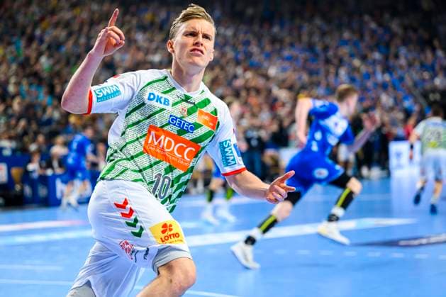 Handball: DHB-Pokal, SC Magdeburg - TBV Lemgo Lippe, Final Four, Halbfinale, Lanxess Arena Gisli Thorgeir Kristjansson (SC Magdeburg) Köln Lanxess Arena Nordrhein-Westfalen Deutschland