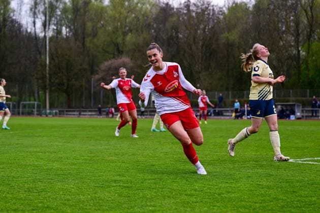 16.04.2023, GER, Fußball, Frauen, Testspiel, 2022 2023, 1. FC Köln - TSG Hoffenheim Selina Cerci (Köln) bejubelt ihr Tor. Westerburg Schulstadion Rheinland-Pfalz Deutschland