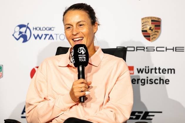 Sport Bilder des Tages Tatjana Maria im Interview Porsche Tennis Grand Prix GP Stuttgart 2023, Billie Jean King Cup, Porsche-Arena, 17.04.2023 Porsche Tennis Grand Prix GP Stuttgart 2023 Porsche-Arena, 15.04.2023 Stuttgart Copyright: xEibner-Pressefoto RogerxBuerkex EP_EER