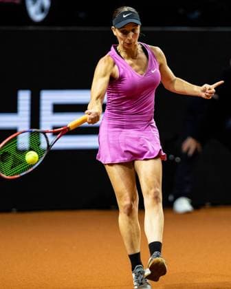 Tamara Korpatsch (GER) vs Cristina Bucsa (ESP) im Bild Tamara Korpatsch (GER) Porsche Tennis Grand Prix GP Stuttgart 2023, Billie Jean King Cup, Porsche-Arena, 17.04.2023 Porsche Tennis Grand Prix GP Stuttgart 2023 Porsche-Arena, 17.04.2023 Stuttgart Copyright: xEibner-Pressefoto RogerxBuerkex EP_EER