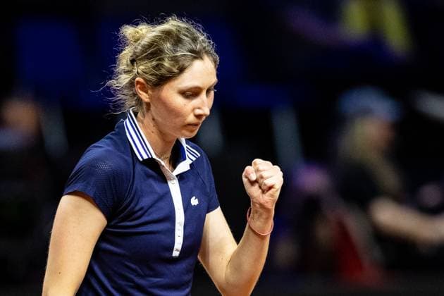 Tamara Korpatsch (GER) vs Cristina Bucsa (ESP) im Bild Cristina Bucsa (ESP) Mit Siegesfaust Porsche Tennis Grand Prix GP Stuttgart 2023, Billie Jean King Cup, Porsche-Arena, 17.04.2023 Porsche Tennis Grand Prix GP Stuttgart 2023 Porsche-Arena, 17.04.2023 Stuttgart Copyright: xEibner-Pressefoto RogerxBuerkex EP_EER