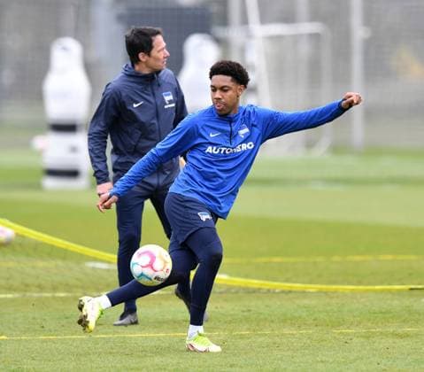 Fussball, Herren, Saison 2022 23, 1. Bundesliga, Hertha BSC, Training, Jean-Paul Boetius (Hertha BSC), 17.04. 2023, *** Football, men, season 2022 23, 1 Bundesliga, Hertha BSC, training, Jean Paul Boetius Hertha BSC , 17 04 2023, Copyright: xSebastianxRäppold MatthiasxKochx