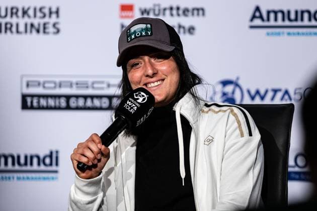 Ons Jabeur im Interview Weltrangliste 4 Porsche Tennis Grand Prix GP Stuttgart 2023, Billie Jean King Cup, Porsche-Arena, 18.04.2023 Porsche Tennis Grand Prix GP Stuttgart 2023 Porsche-Arena, 18.04.2023 Stuttgart Copyright: xEibner-Pressefoto RogerxBuerkex EP_EER