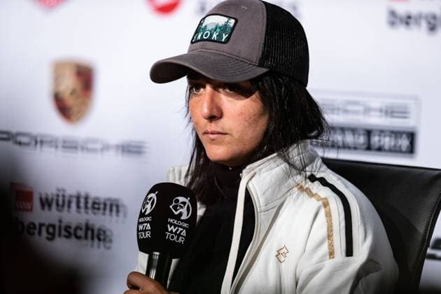 Ons Jabeur im Interview Weltrangliste 4 Porsche Tennis Grand Prix GP Stuttgart 2023, Billie Jean King Cup, Porsche-Arena, 18.04.2023 Porsche Tennis Grand Prix GP Stuttgart 2023 Porsche-Arena, 18.04.2023 Stuttgart Copyright: xEibner-Pressefoto RogerxBuerkex EP_EER