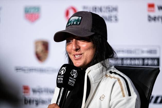 Ons Jabeur im Interview Weltrangliste 4 Porsche Tennis Grand Prix GP Stuttgart 2023, Billie Jean King Cup, Porsche-Arena, 18.04.2023 Porsche Tennis Grand Prix GP Stuttgart 2023 Porsche-Arena, 18.04.2023 Stuttgart Copyright: xEibner-Pressefoto RogerxBuerkex EP_EER