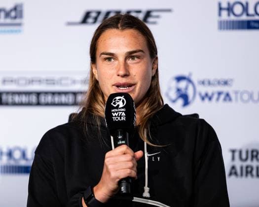 Aryna Sabalenka (RUS) im Interview Weltrangliste 2 Porsche Tennis Grand Prix GP Stuttgart 2023, Billie Jean King Cup, Porsche-Arena, 18.04.2023 Porsche Tennis Grand Prix GP Stuttgart 2023 Porsche-Arena, 18.04.2023 Stuttgart Copyright: xEibner-Pressefoto RogerxBuerkex EP_EER