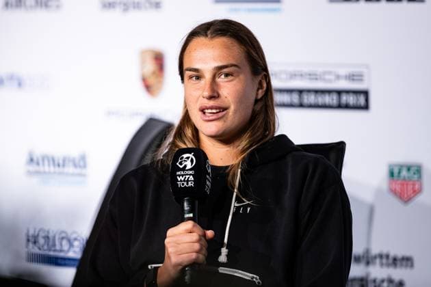 Aryna Sabalenka (RUS) im Interview Weltrangliste 2 Porsche Tennis Grand Prix GP Stuttgart 2023, Billie Jean King Cup, Porsche-Arena, 18.04.2023 Porsche Tennis Grand Prix GP Stuttgart 2023 Porsche-Arena, 18.04.2023 Stuttgart Copyright: xEibner-Pressefoto RogerxBuerkex EP_EER