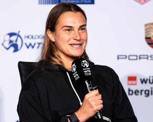 Aryna Sabalenka (RUS) im Interview Weltrangliste 2 Porsche Tennis Grand Prix GP Stuttgart 2023, Billie Jean King Cup, Porsche-Arena, 18.04.2023 Porsche Tennis Grand Prix GP Stuttgart 2023 Porsche-Arena, 18.04.2023 Stuttgart Copyright: xEibner-Pressefoto RogerxBuerkex EP_EER