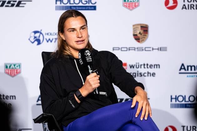 Aryna Sabalenka (RUS) im Interview Weltrangliste 2 Porsche Tennis Grand Prix GP Stuttgart 2023, Billie Jean King Cup, Porsche-Arena, 18.04.2023 Porsche Tennis Grand Prix GP Stuttgart 2023 Porsche-Arena, 18.04.2023 Stuttgart Copyright: xEibner-Pressefoto RogerxBuerkex EP_EER