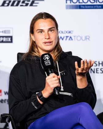Aryna Sabalenka (RUS) im Interview Weltrangliste 2 Porsche Tennis Grand Prix GP Stuttgart 2023, Billie Jean King Cup, Porsche-Arena, 18.04.2023 Porsche Tennis Grand Prix GP Stuttgart 2023 Porsche-Arena, 18.04.2023 Stuttgart Copyright: xEibner-Pressefoto RogerxBuerkex EP_EER