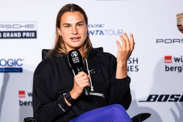 Aryna Sabalenka (RUS) im Interview Weltrangliste 2 Porsche Tennis Grand Prix GP Stuttgart 2023, Billie Jean King Cup, Porsche-Arena, 18.04.2023 Porsche Tennis Grand Prix GP Stuttgart 2023 Porsche-Arena, 18.04.2023 Stuttgart Copyright: xEibner-Pressefoto RogerxBuerkex EP_EER
