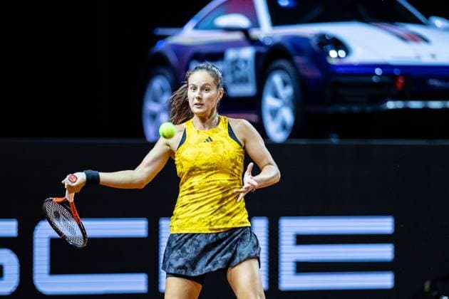 Match Daria Kasatkina (RUS) vs Paula Badosa (ESP) im Bild Daria Kasatkina (RUS) Porsche Tennis Grand Prix GP Stuttgart 2023, Billie Jean King Cup, Porsche-Arena, 18.04.2023 Porsche Tennis Grand Prix GP Stuttgart 2023 Porsche-Arena, 18.04.2023 Stuttgart Copyright: xEibner-Pressefoto RogerxBuerkex EP_EER