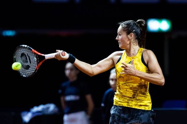 Match Daria Kasatkina (RUS) vs Paula Badosa (ESP) im Bild Daria Kasatkina (RUS) Porsche Tennis Grand Prix GP Stuttgart 2023, Billie Jean King Cup, Porsche-Arena, 18.04.2023 Porsche Tennis Grand Prix GP Stuttgart 2023 Porsche-Arena, 18.04.2023 Stuttgart Copyright: xEibner-Pressefoto RogerxBuerkex EP_EER