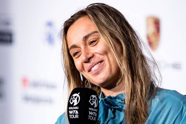 Paula Badosa (ESP) im Interview Porsche Tennis Grand Prix GP Stuttgart 2023, Billie Jean King Cup, Porsche-Arena, 18.04.2023 Porsche Tennis Grand Prix GP Stuttgart 2023 Porsche-Arena, 18.04.2023 Stuttgart Copyright: xEibner-Pressefoto RogerxBuerkex EP_EER