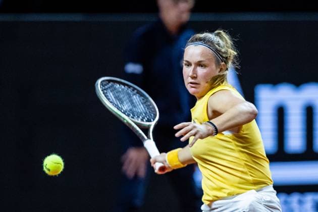 Match Tatjana Maria (GER) vs Yiena In-Albon (SUI) Im Bild Yiena In-Albon (SUI) Porsche Tennis Grand Prix GP Stuttgart 2023, Billie Jean King Cup, Porsche-Arena, 18.04.2023 Porsche Tennis Grand Prix GP Stuttgart 2023 Porsche-Arena, 18.04.2023 Stuttgart Copyright: xEibner-Pressefoto RogerxBuerkex EP_EER