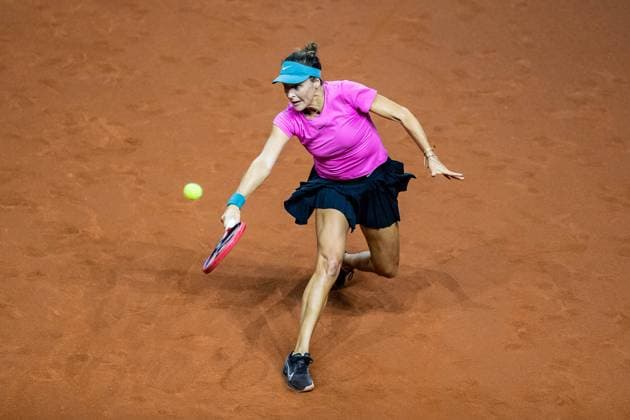 Match Tatjana Maria (GER) vs Yiena In-Albon (SUI) im Bild Tatjana Maria Porsche Tennis Grand Prix GP Stuttgart 2023, Billie Jean King Cup, Porsche-Arena, 18.04.2023 Porsche Tennis Grand Prix GP Stuttgart 2023 Porsche-Arena, 18.04.2023 Stuttgart Copyright: xEibner-Pressefoto RogerxBuerkex EP_EER
