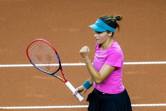 Match Tatjana Maria (GER) vs Yiena In-Albon (SUI) im Bild Tatjana Maria Porsche Tennis Grand Prix GP Stuttgart 2023, Billie Jean King Cup, Porsche-Arena, 18.04.2023 Porsche Tennis Grand Prix GP Stuttgart 2023 Porsche-Arena, 18.04.2023 Stuttgart Copyright: xEibner-Pressefoto RogerxBuerkex EP_EER
